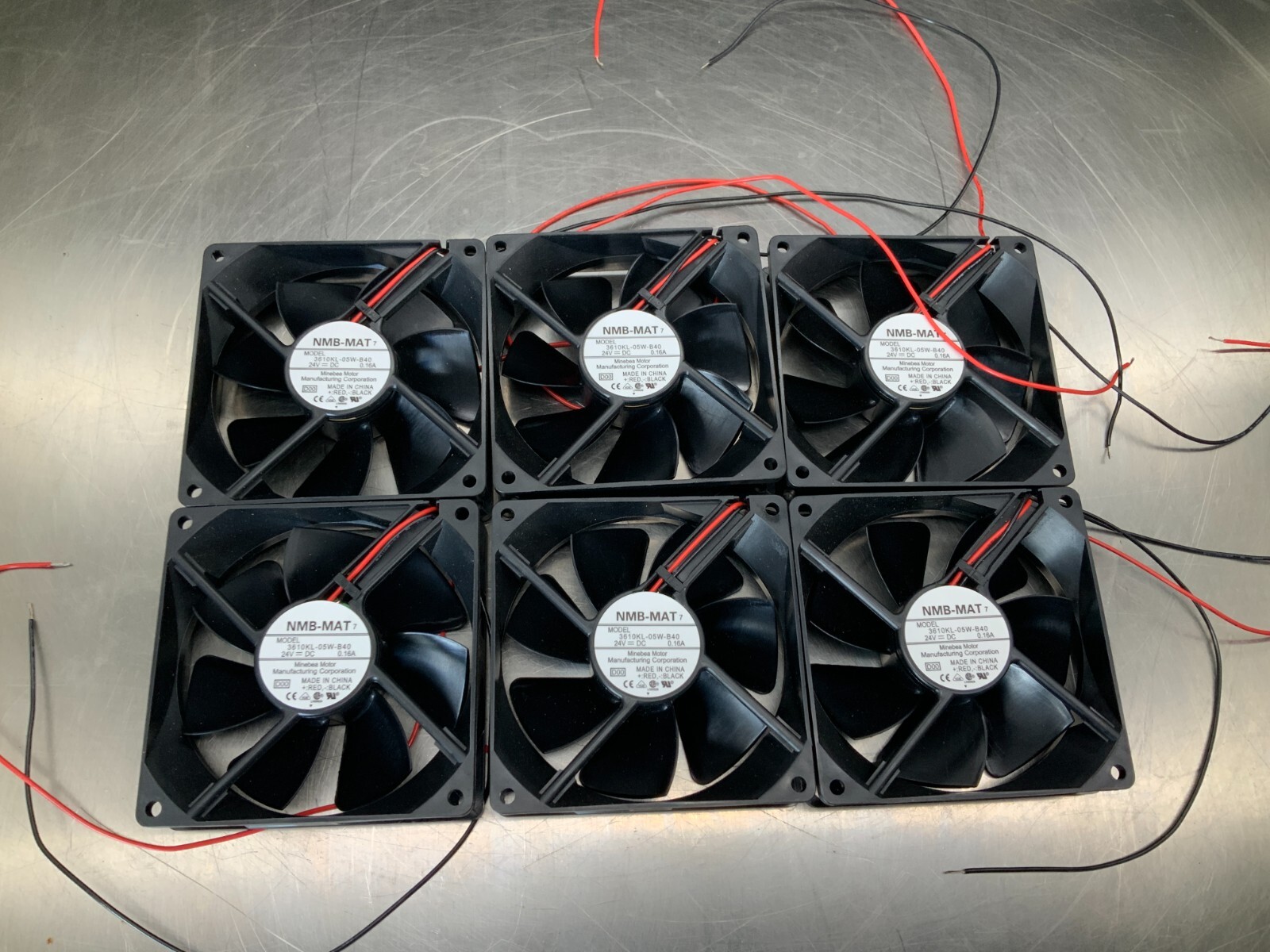 (6) Minebea Motor NMB-MAT 3610KL-05W-B40 24V DC Fan 3.5"
