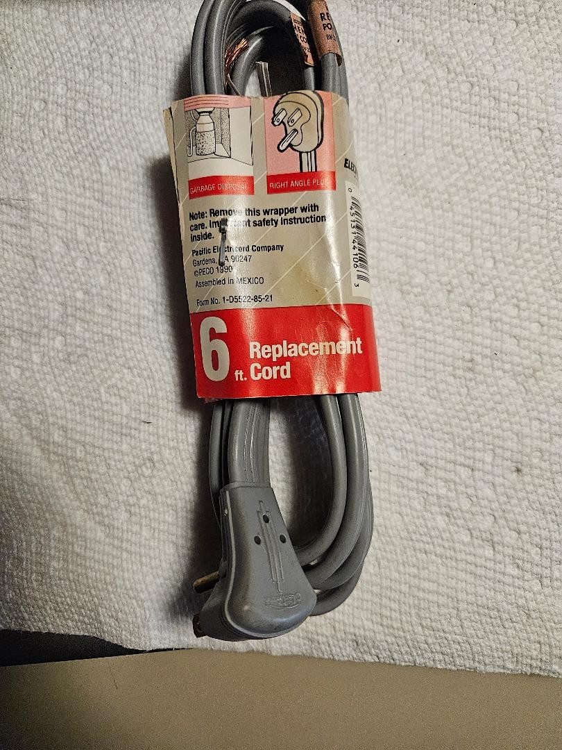 "New" Electric-Cord 6ft 18/3,  3 Prong Heavy Duty Replacement Power Supply Cord