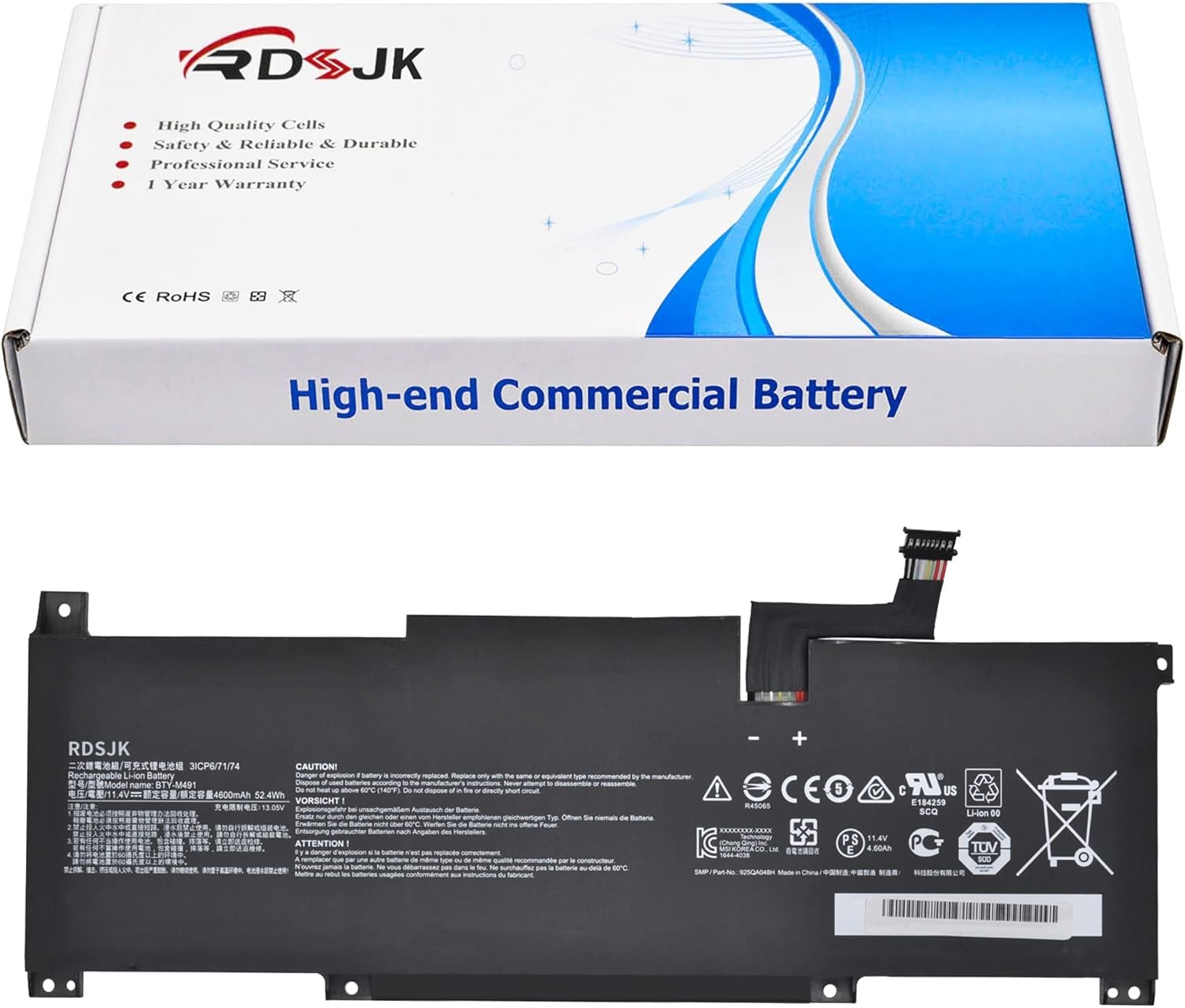 BTY M491 Laptop Battery for MSI Modern 15 A10M A10M 028DE A10M 029 A10RAS