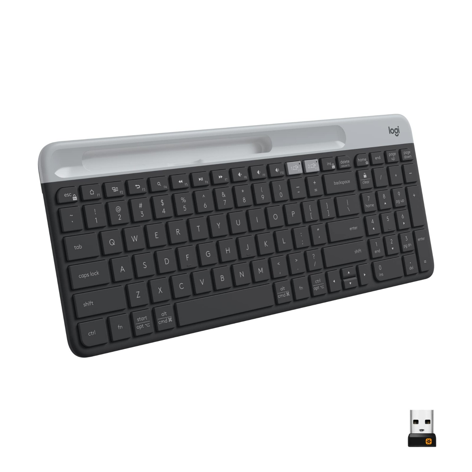 Logitech K585 Slim Multi-Device Wireless Keyboard - Graphite / Built-in Cradle