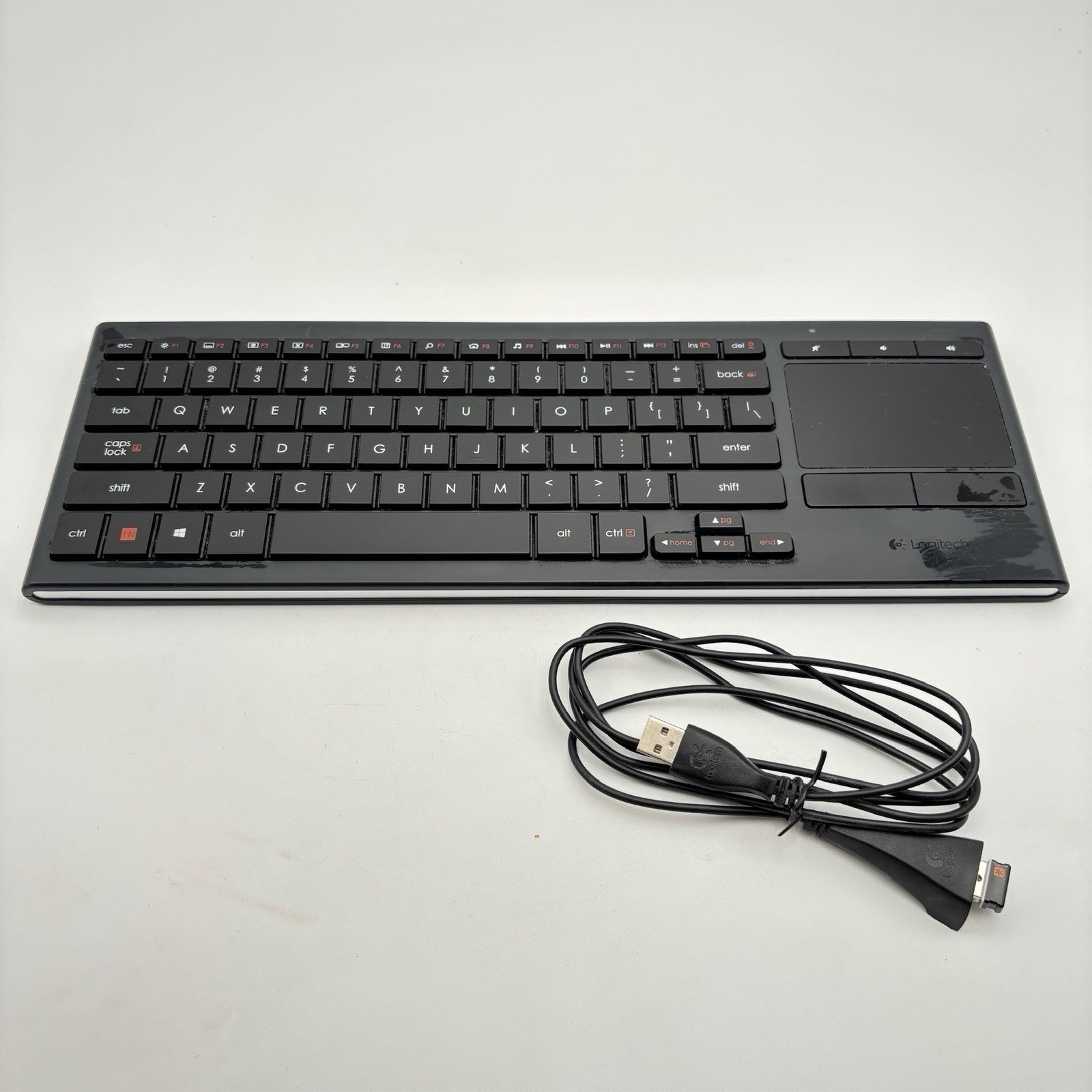 Logitech K830 Illuminated Wireless Keyboard Touchpad Bluetooth With Dongle