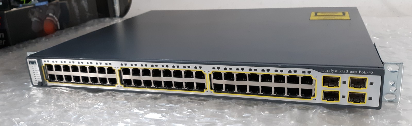 Cisco WS-C3750G-48PS-S 48-Port Gigabit Ethernet Switch w/ Ears + Power Cord