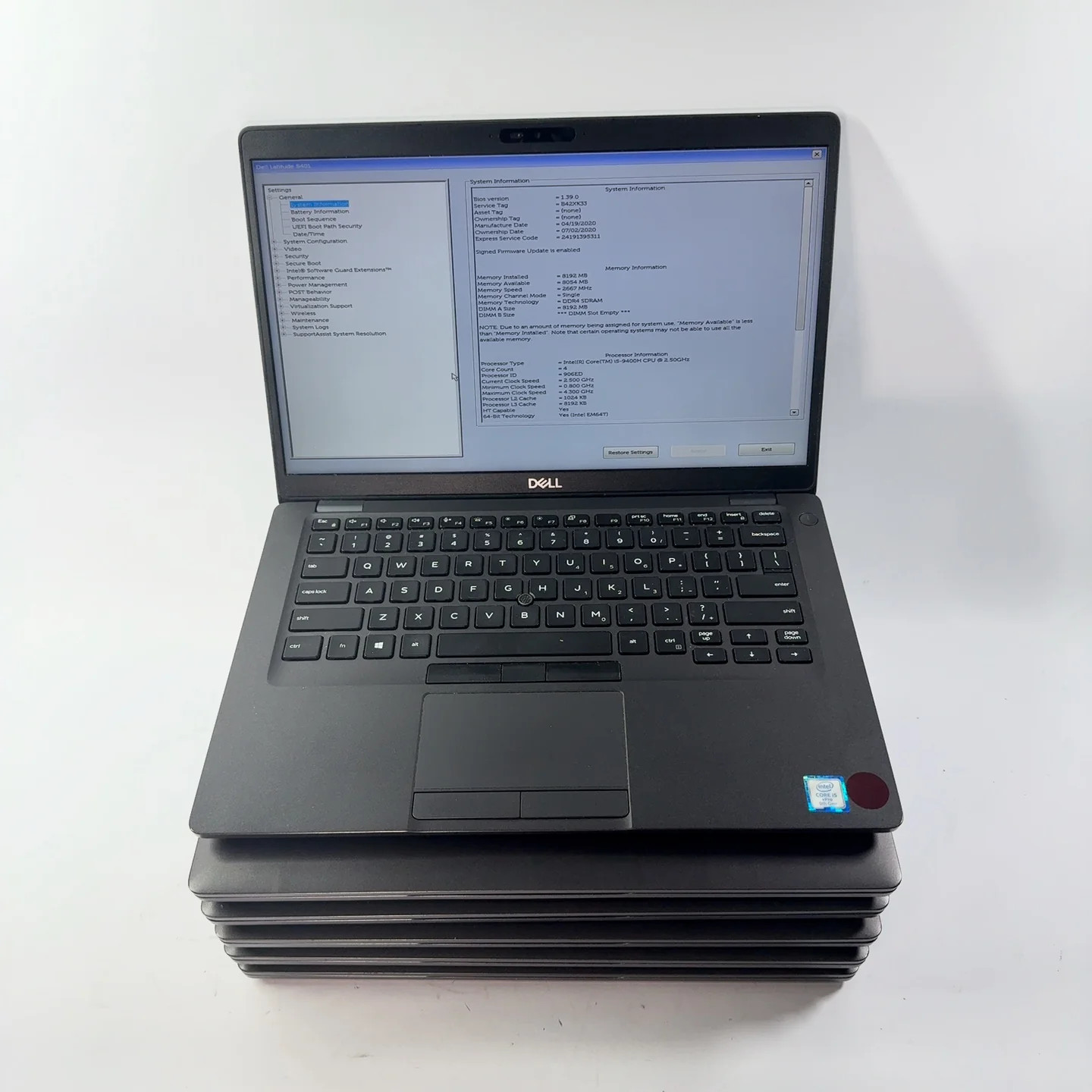Lot of 8x Dell Latitude 5401 14” Intel Core i5-9400H 2.5GHz 8GB NO SSD NO OS