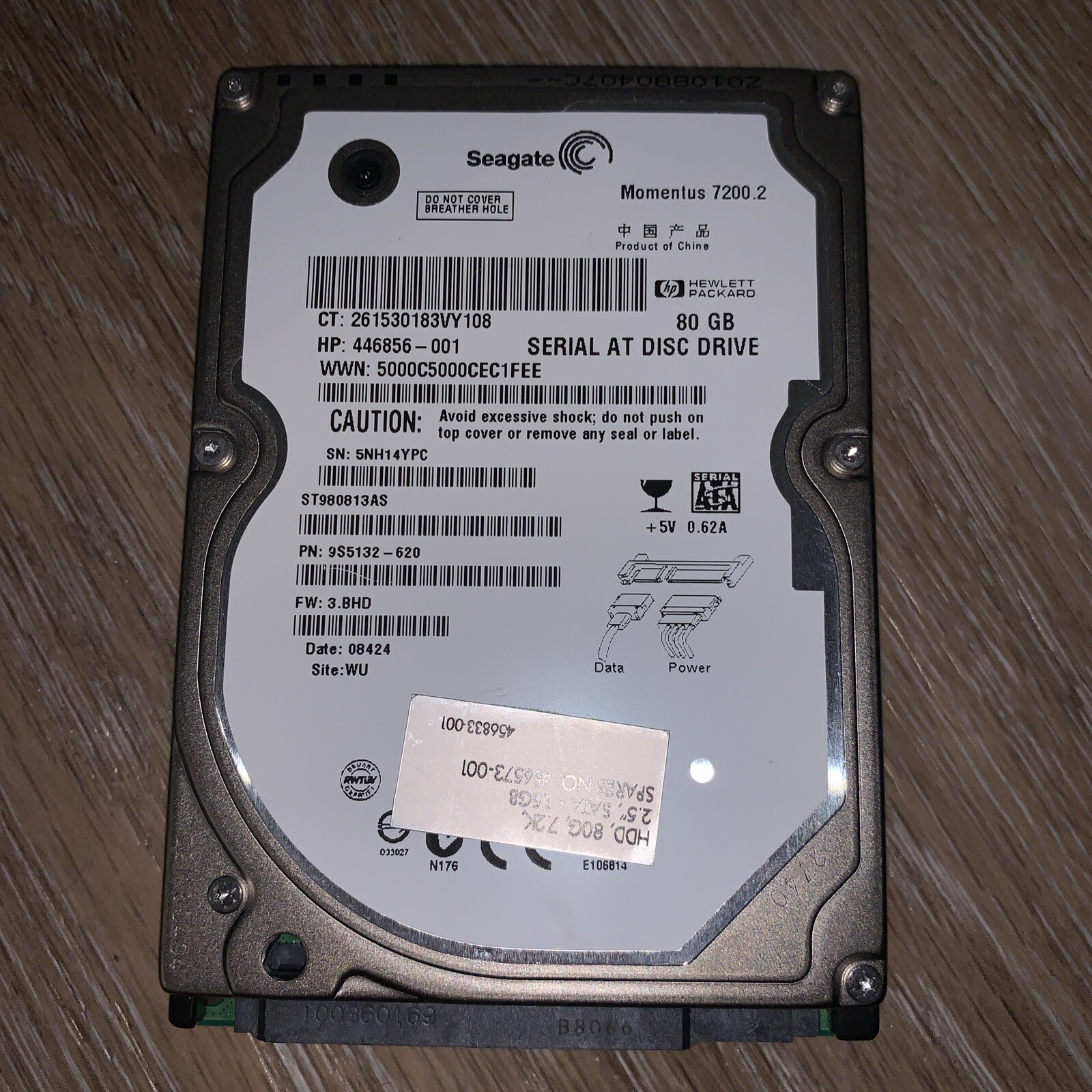 SEAGATE ST980813AS MOMENTUS 7200.2 2.5" HDD 80G