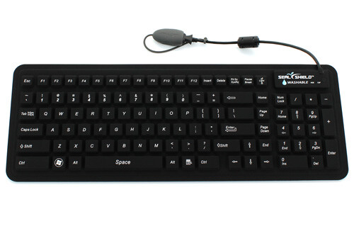Seal Shield Medical Keyboard - Antimicrobial Waterproof  - USB Backlit  - Black