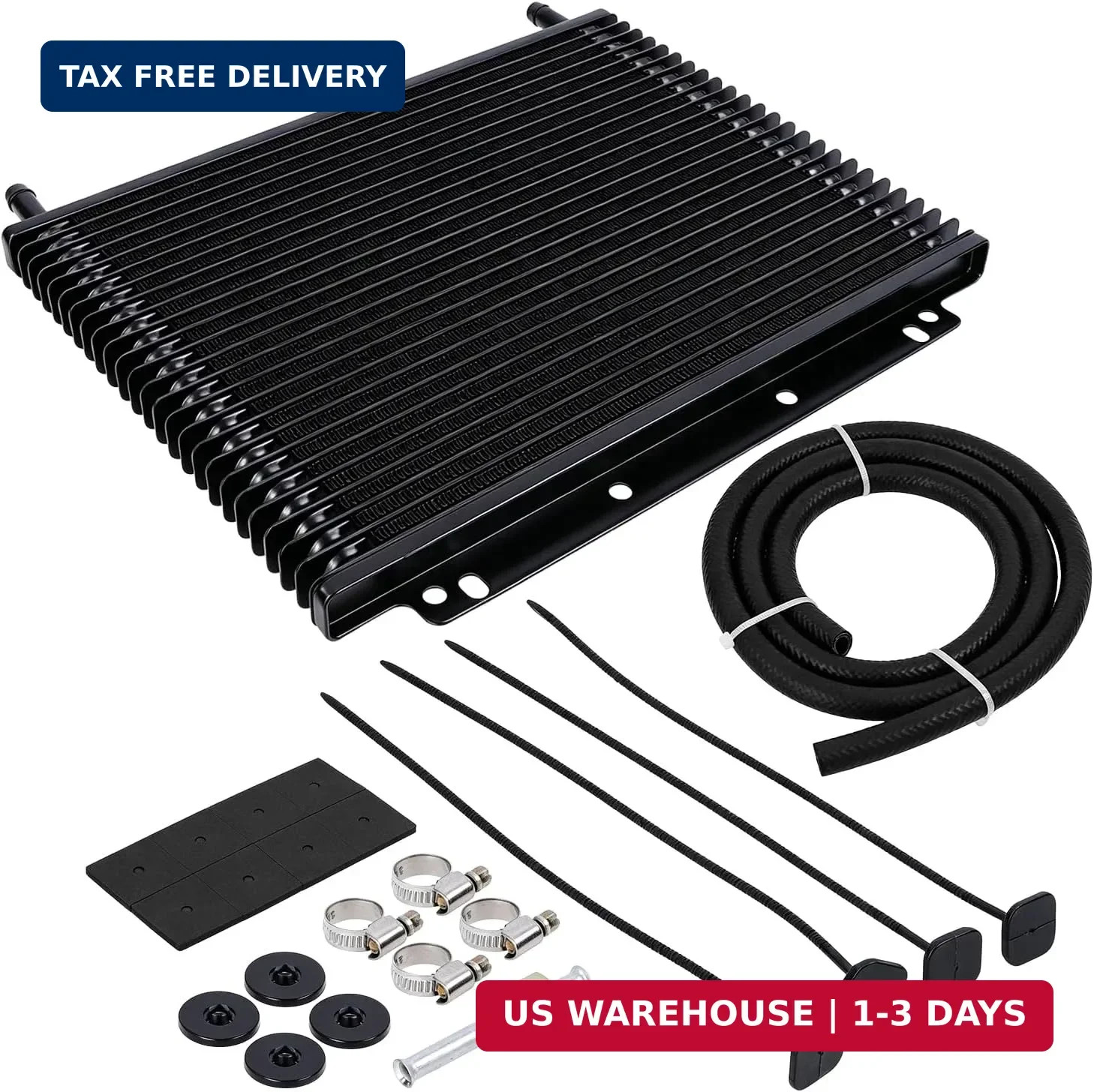 Transmission Cooler Kit, 11" x 9.5" x 0.7" Transmission Cooler, Plate - Fin Alum