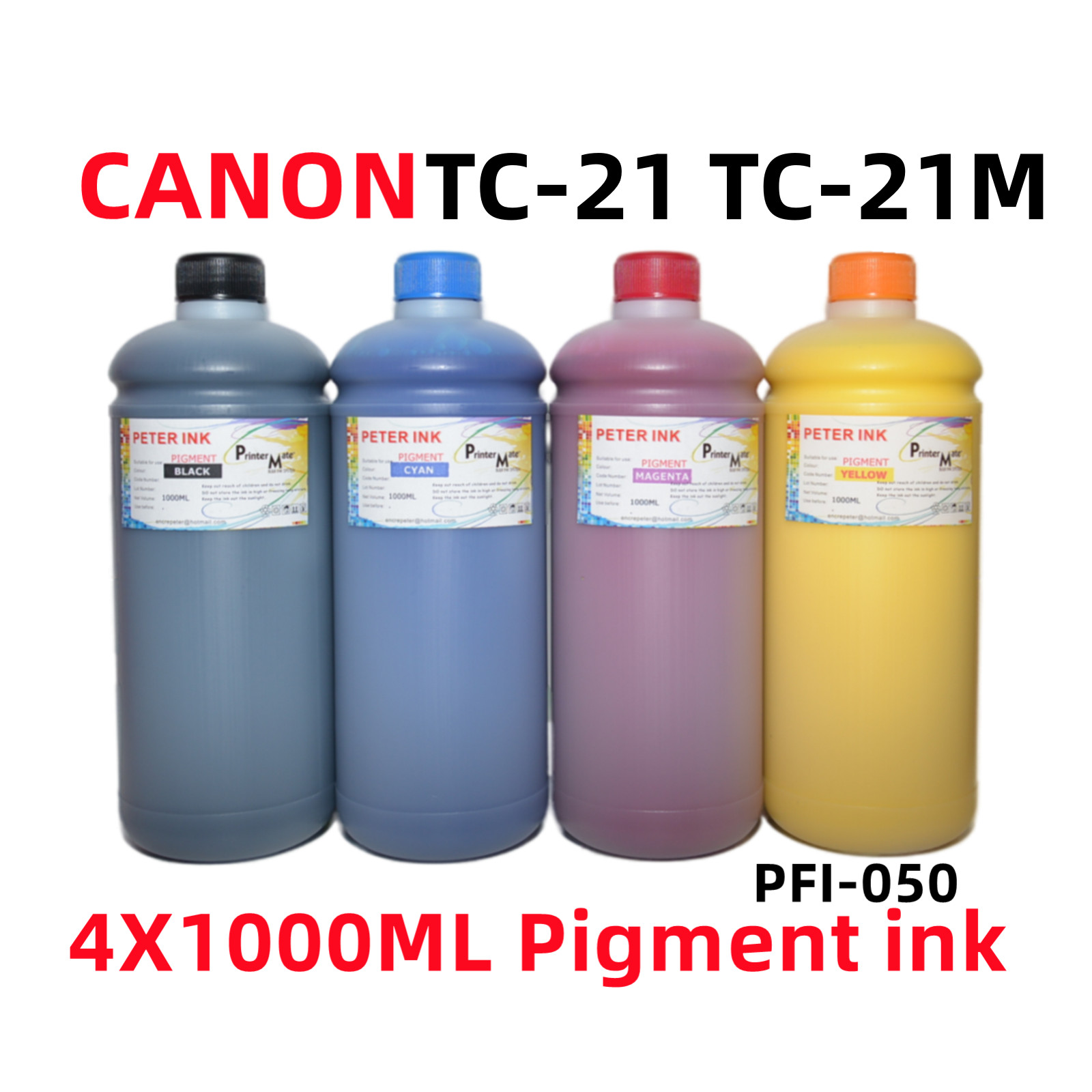 4X1000ML Pigment Ink refills CANON imagePROGRAF TC-21 TC-21M PFI-050