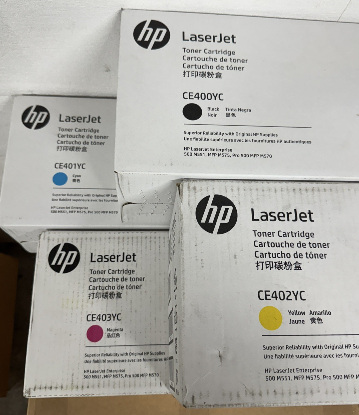 NEW OEM HP 507X Toner Set (CE400YC CE401YC CE402YC CE403YC) - Genuine Sealed