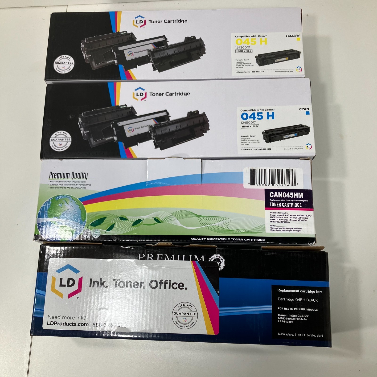 4PK Compatible Canon 045H High Yield Toner Set CMYK for MF632/634 LBP612 Sealed