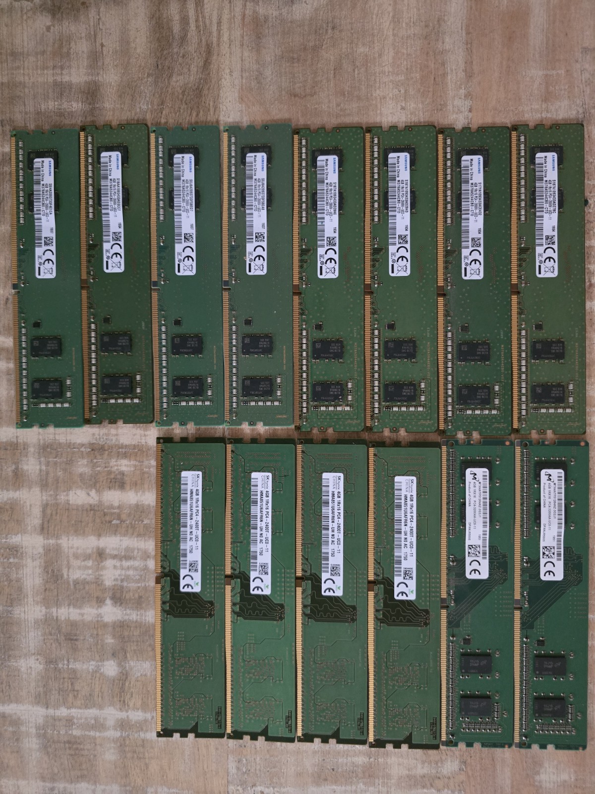 (14) 4GB DDR4 Desktop RAM - 8 Samsung 2666, 2 Micron 3200, 4 Skhynix 2400