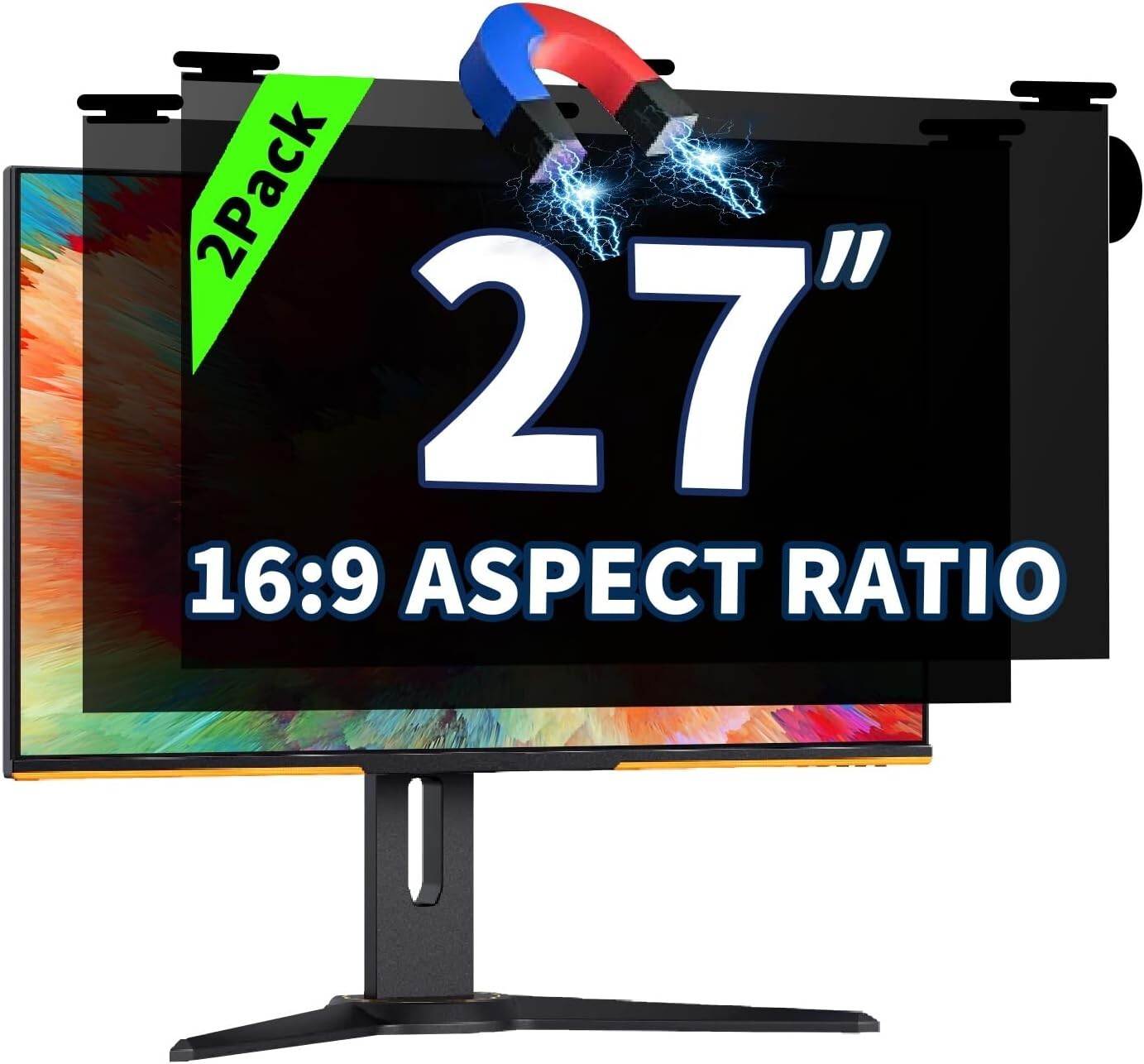 2 Pack Magnetic Computer Screen Privacy Shield 27 Inch 16:9 Hanging Monitor