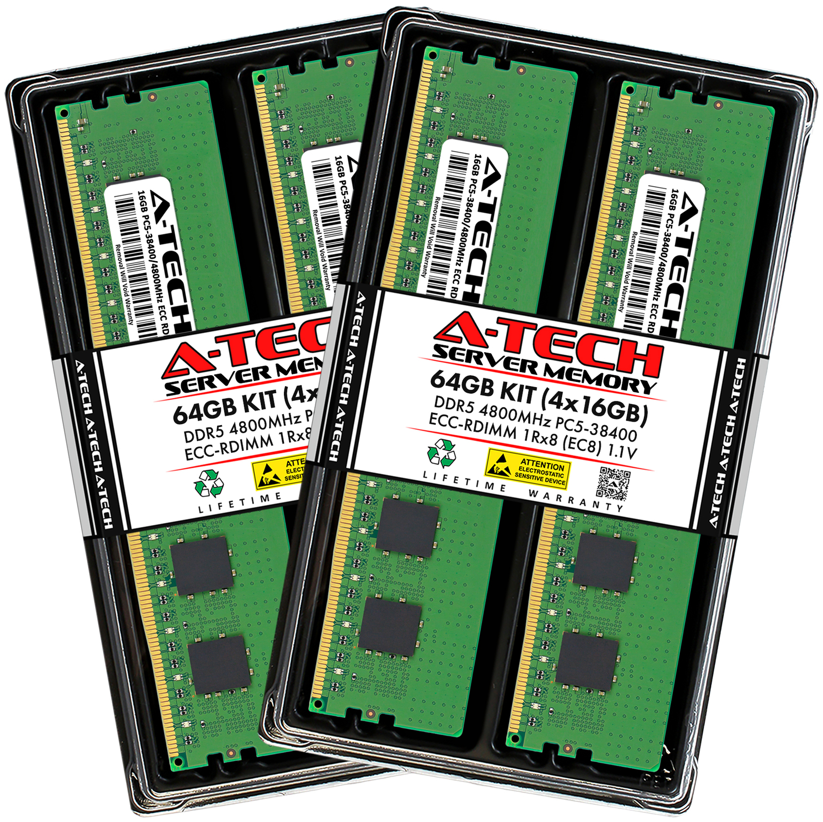 64GB 4x16GB PC5-4800 EC8 RDIMM Supermicro 521E-WR Memory RAM