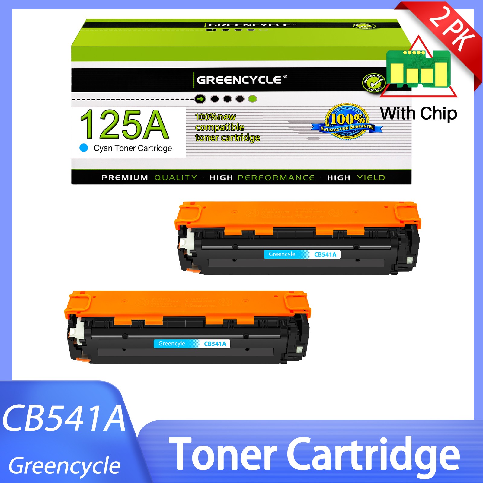 Replacement 2PK Compatible with HP CB541A Toner Cyan Color LaserJet CP1215