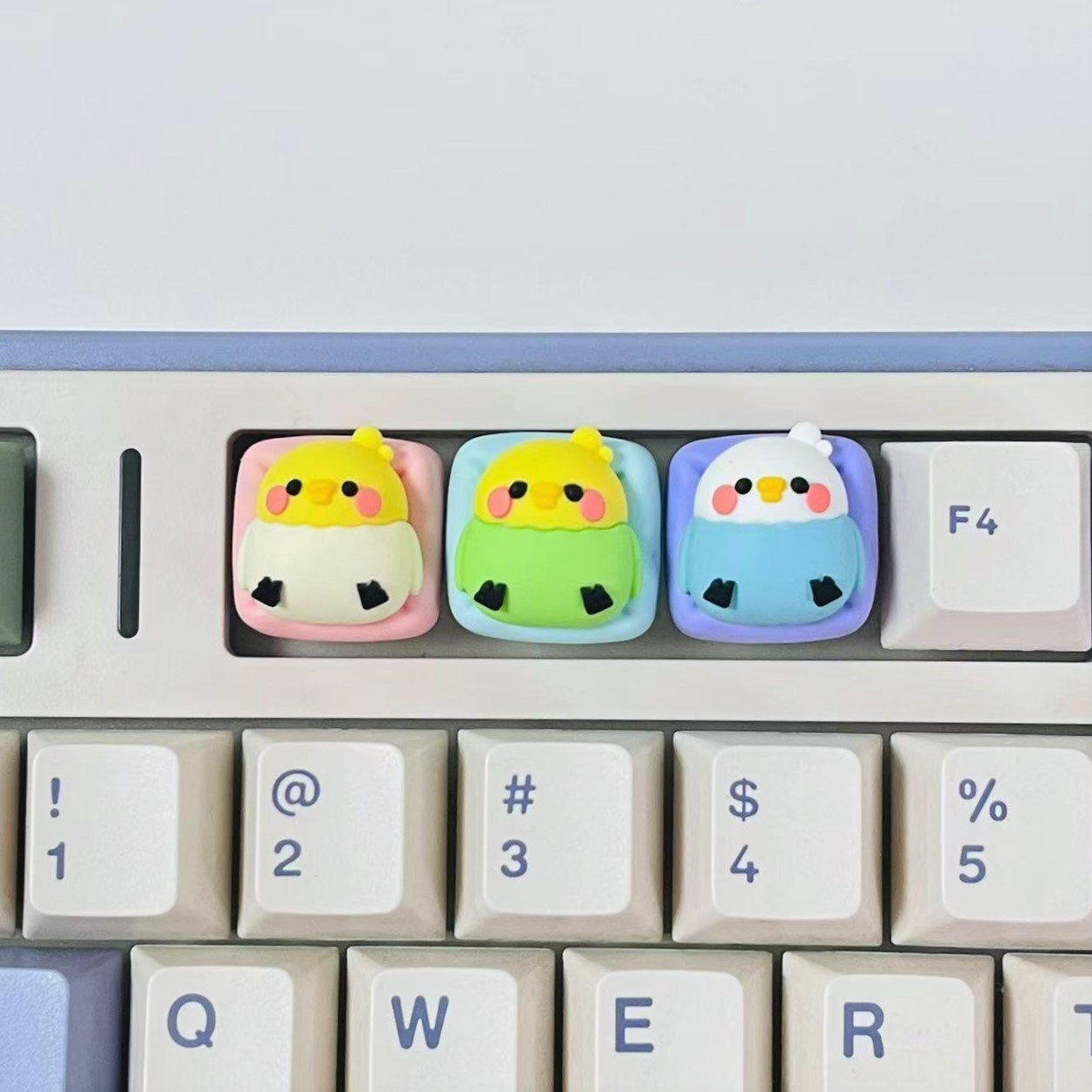 Bird Party Keycaps, 3 in 1 Cute Parrot Artisan keycap set - mechanical keyboard