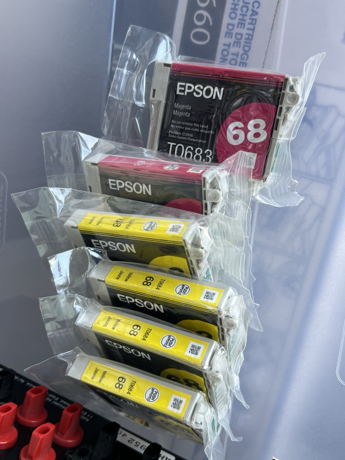 Epson 68  - 6 PACK (yellow , Magenta Tri-Color) Ink Cartridges New No Box