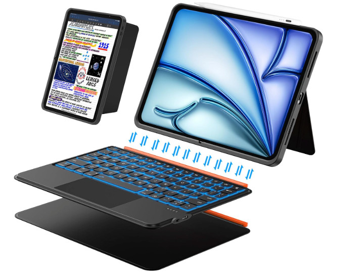 Keyboard Case for iPad Air 11 inch (2026/2025/2024)&Pro 11, Magnetic Detach