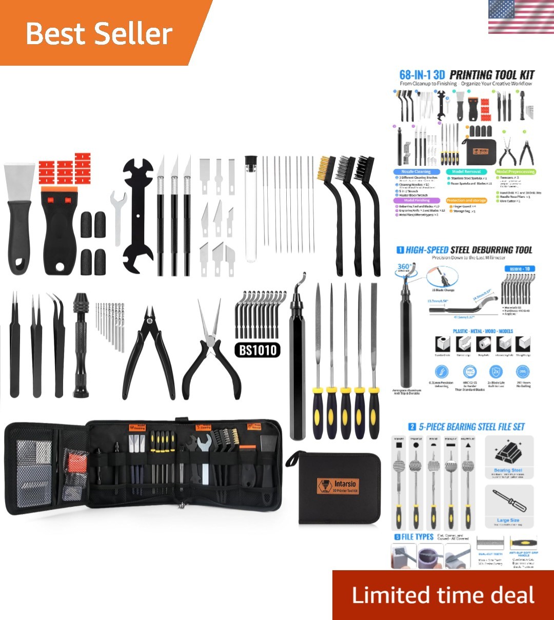 68Pcs 3D Printer Tools Kit with Storage Case, 3D Printer Accessories - Deburr...