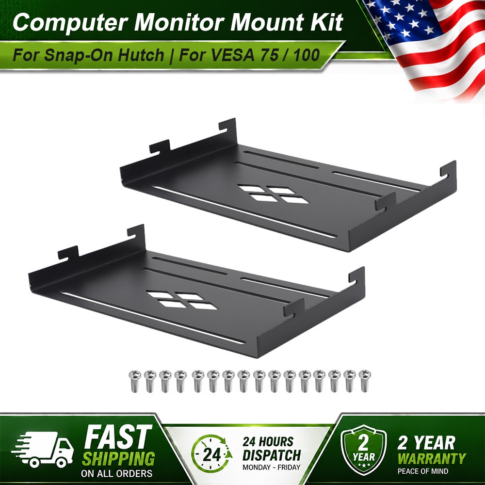 2pcs Adjustable Monitor Mounts w/ 4mm Screws for Snap-On Hutch VESA 75/100