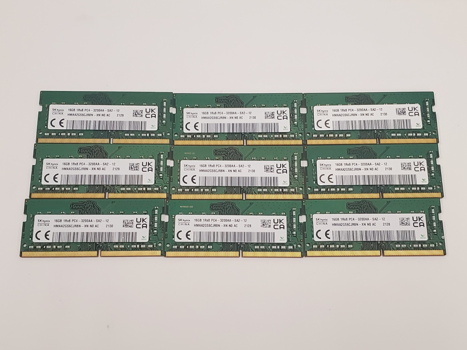 Lot of 9 SK hynix 16GB DDR4 3200AA HMAA2GS6CJR8N-XN 1Rx8 PC Laptop Memory RAM