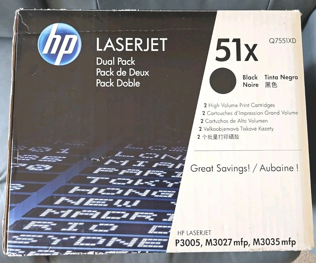 HP 51X Dual-Pack Black Cartridge Q7551XD Genuine OEM NEW
