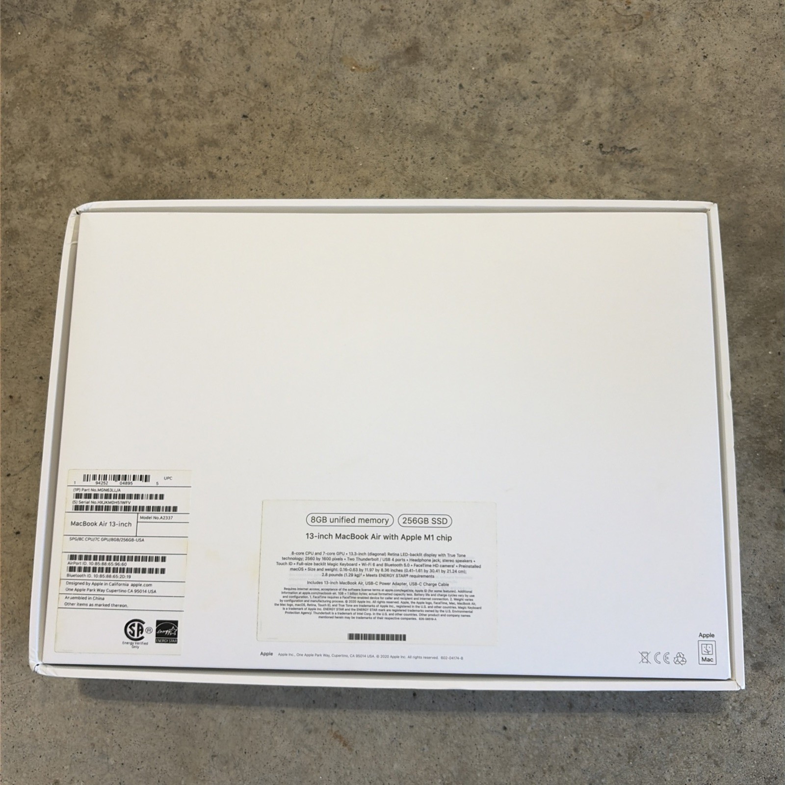 Empty BOX ONLY for 13 Inch Macbook Air M1 Model A2337 256GB 8GB