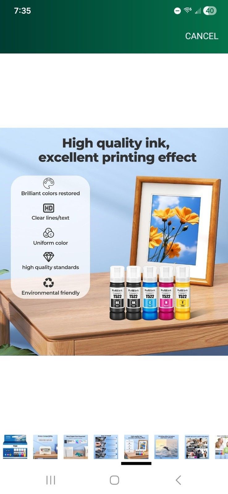 522 High Capacity Ink Refill Bottles Combo Pack 522-5Packs, 522-5Pack