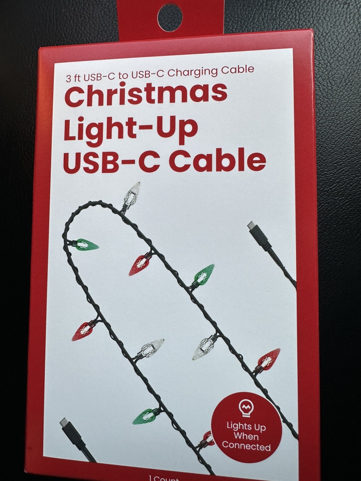 VIRAL Christmas Light-Up USB-C Cable- Red and Green lights
