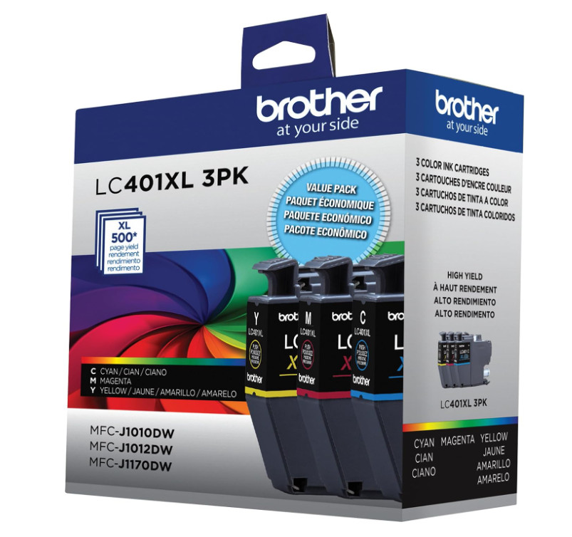 Brother Genuine - LC401XL 3PK High Yield 3-Pack Color Cyan, Magenta and Yellow