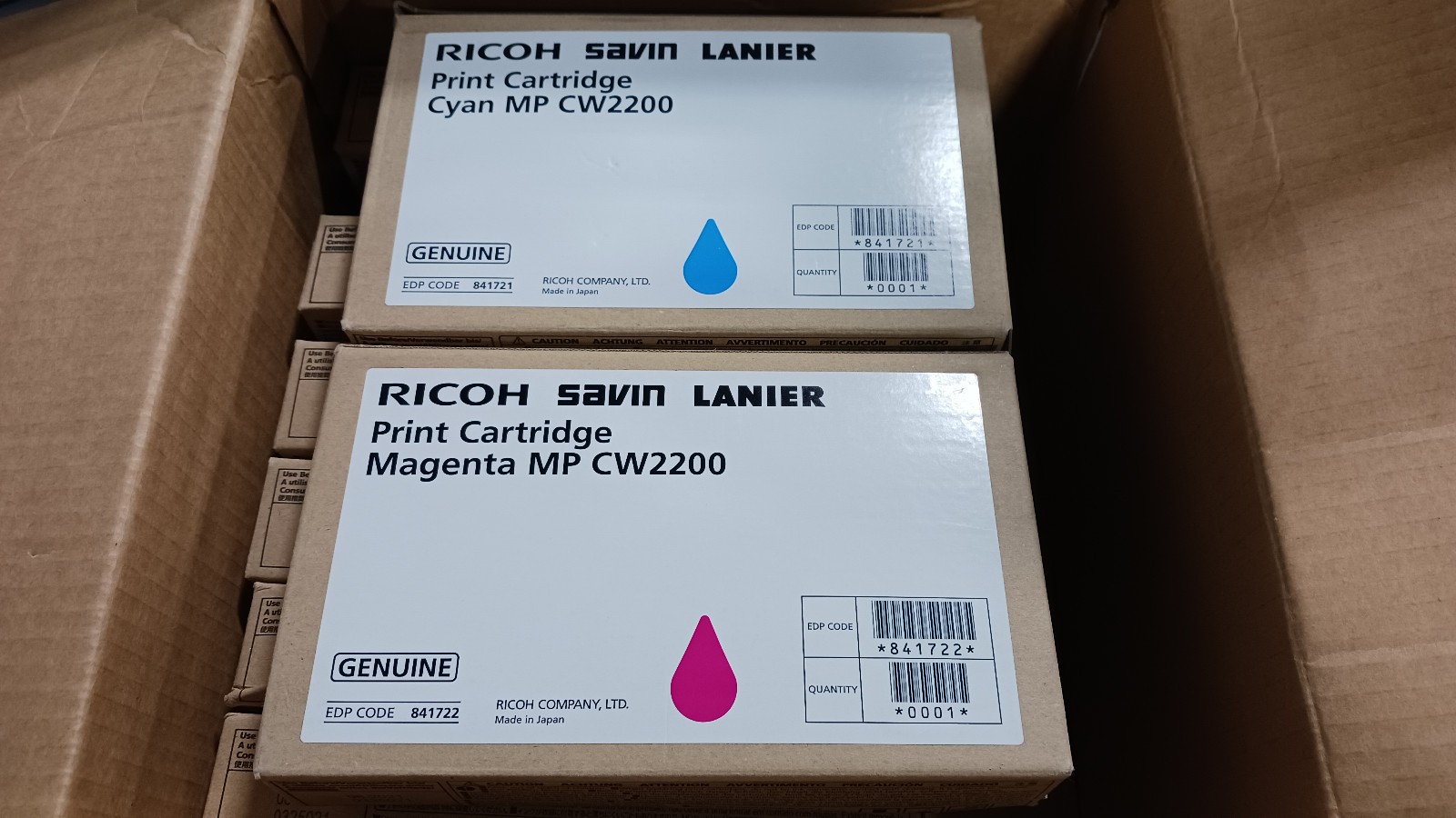 Lot of 8 Genuine Ricoh Savin Lanier Print Cartridge Cyan(5) Magenta(3) MP CW2200