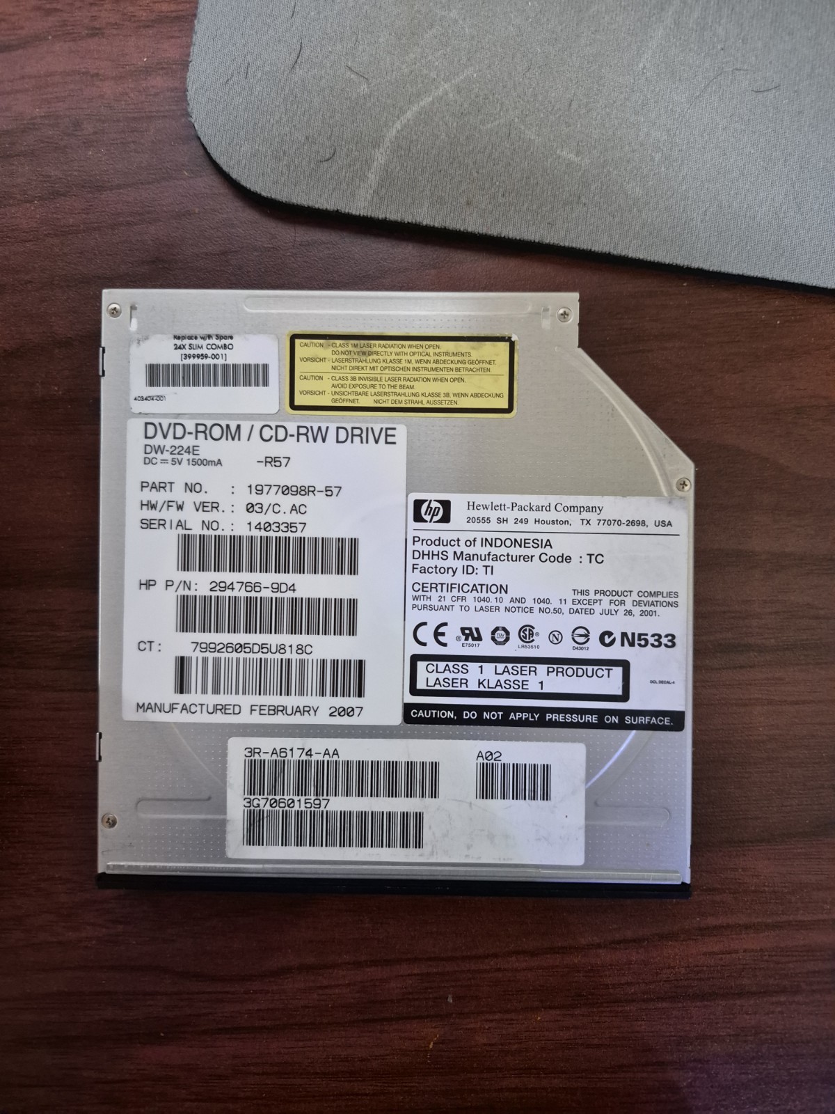 TEAC DW-224E DVD-ROM/CD-RW Drive (Used - Very Good)