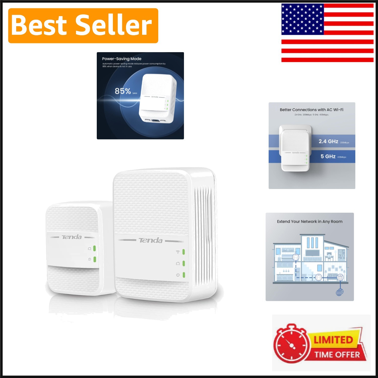 AV1000 Powerline Adapter Kit - High-Speed WiFi Extender for Seamless Streaming
