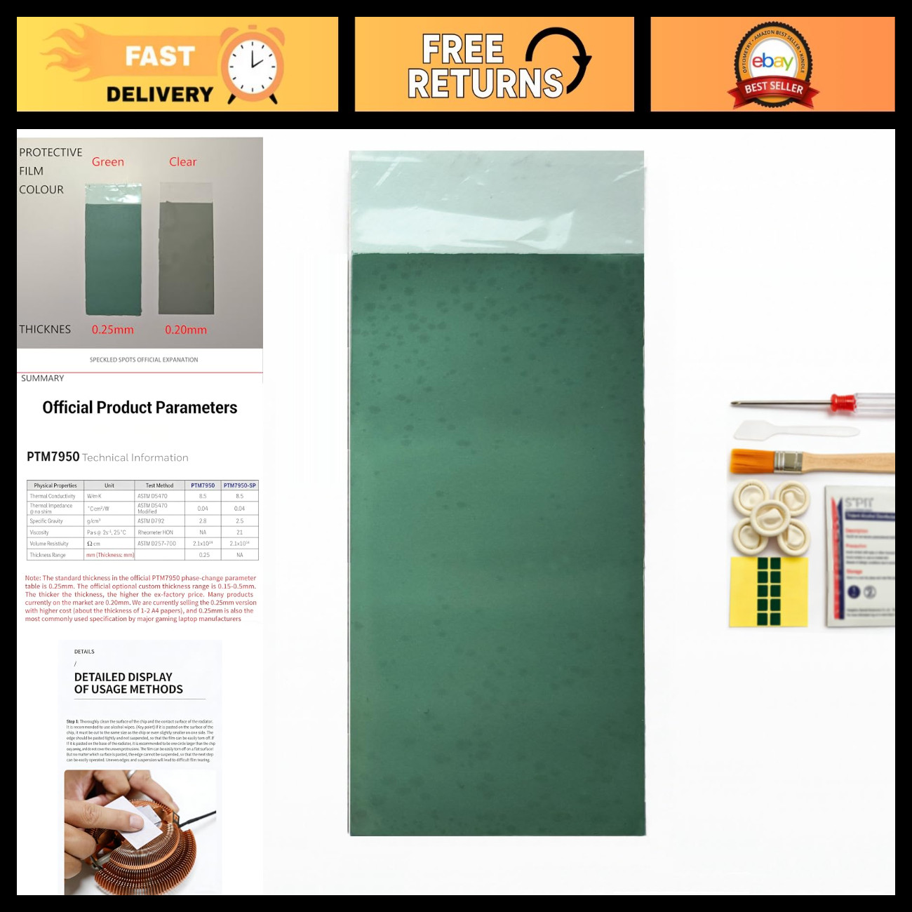 High Conductive Thermal Pad & Paste 40x80mm for GPU CPU SSD M.2 PS5 SteamDeck