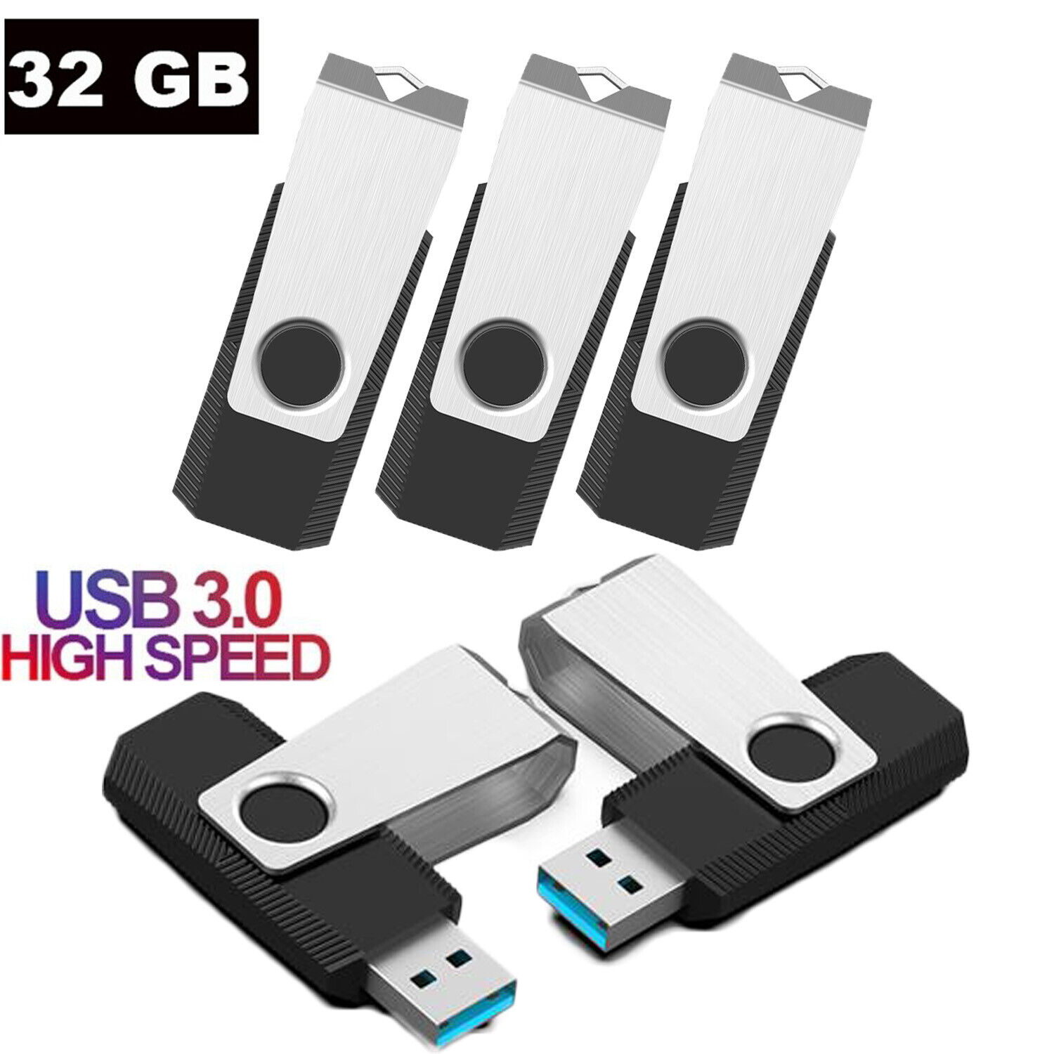 1/5pcs USB 3.0 Flash Memory Stick 32GB Swivel Flash Drive Thumb Drive High Speed