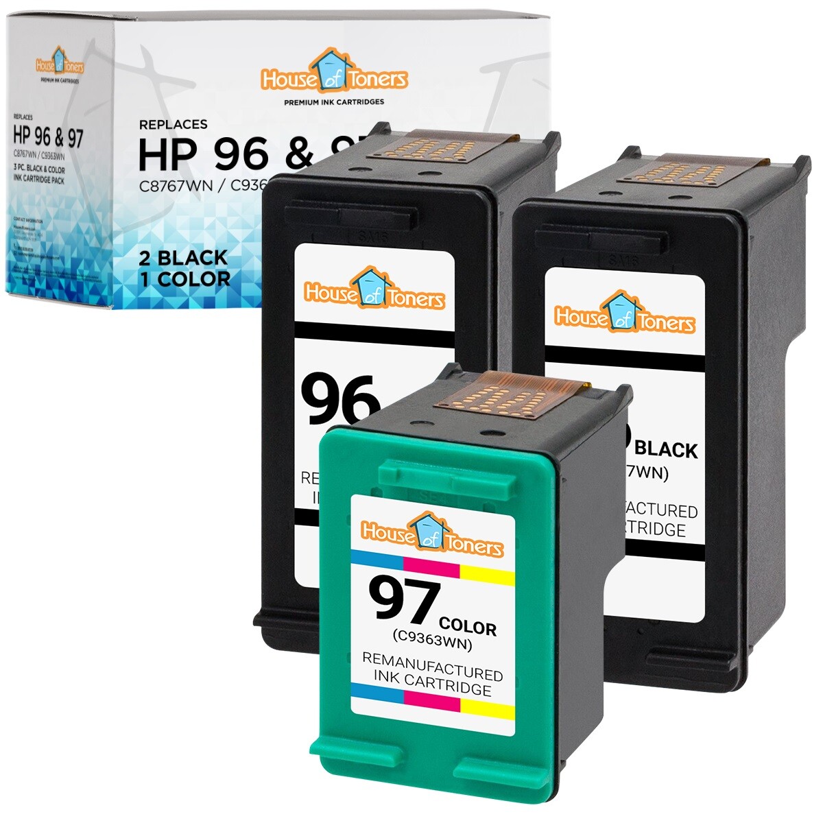 3PK Compatible With HP 97 Color Ink Cartridge HP 96 Black for HP Deskjet 6980dt