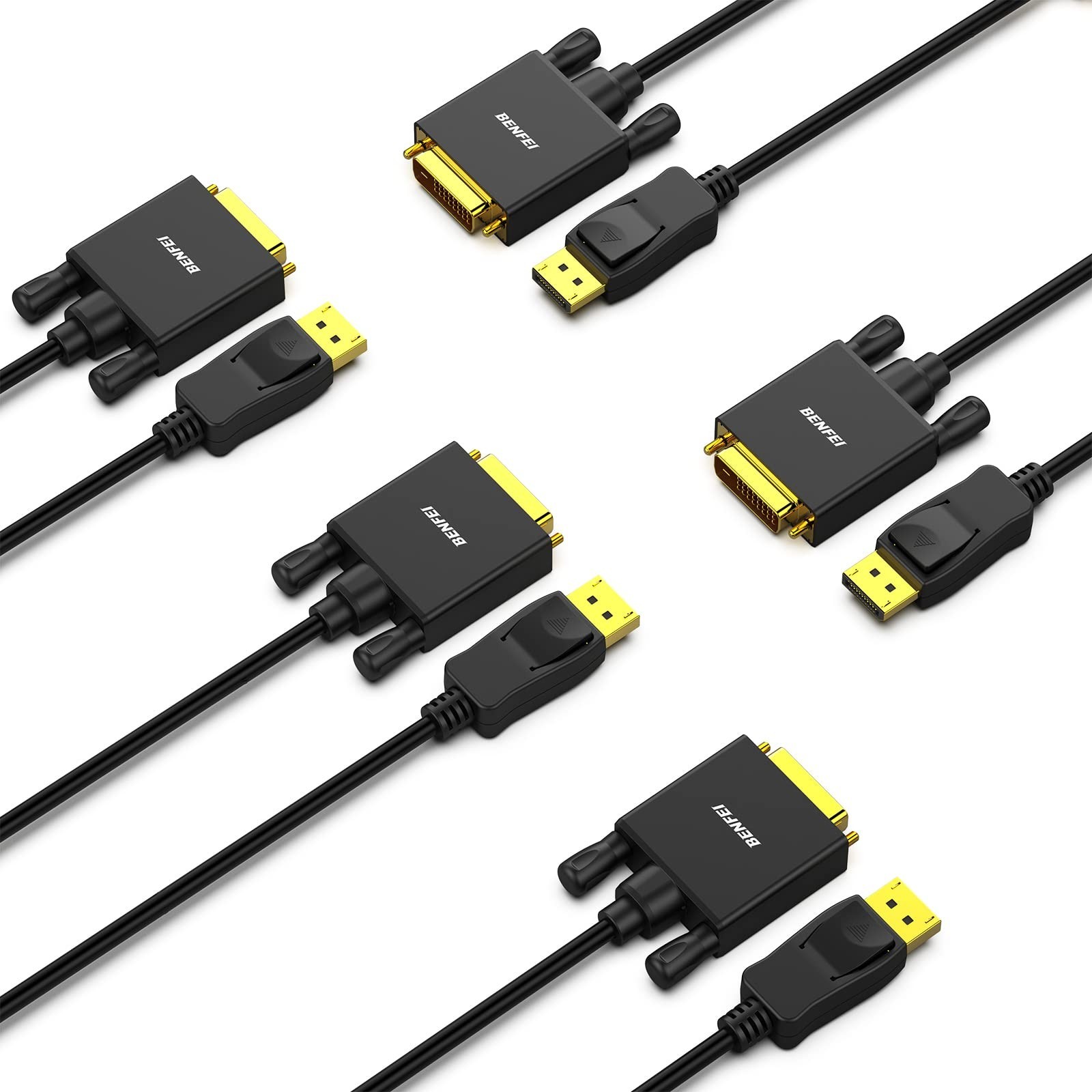 BENFEI 5 Pack DisplayPort to DVI 6 Feet Cable, Uni-Directional DisplayPort Co...