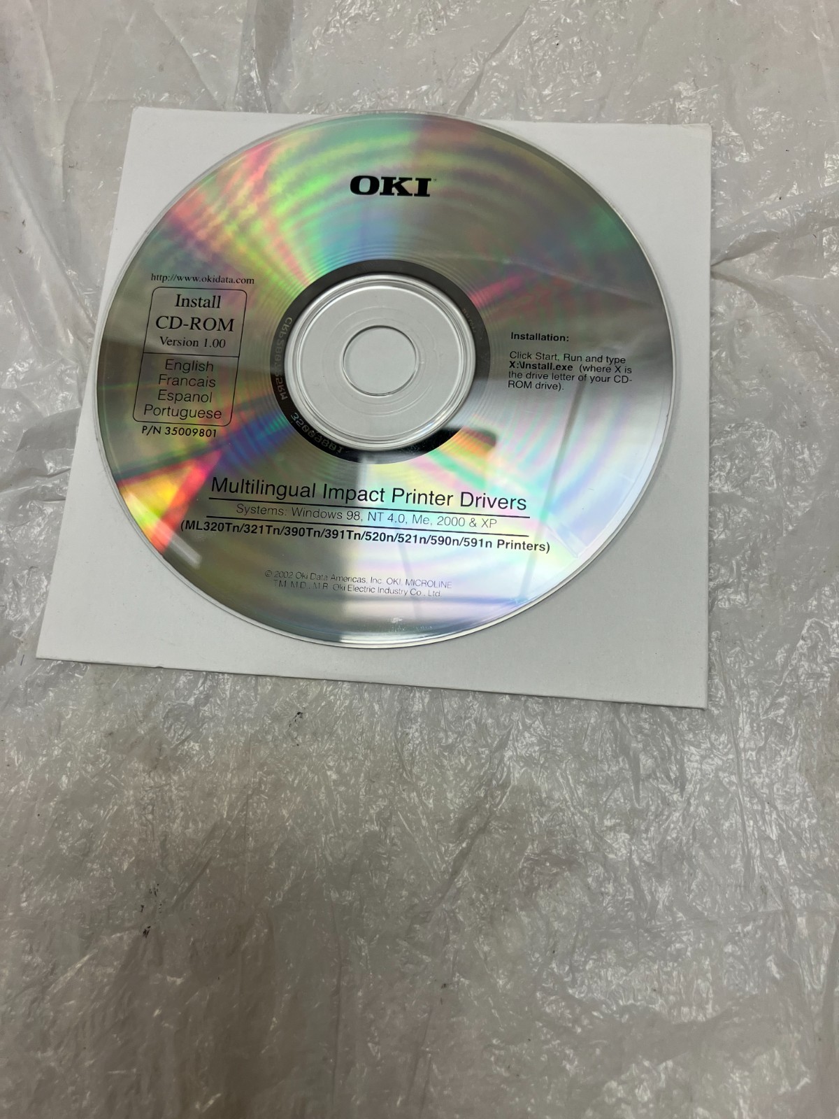 OKI OKIDATA ML 320T 320 321 390 391 520 521 590 591 PRINTER DRIVERS CD WIN 98 XP