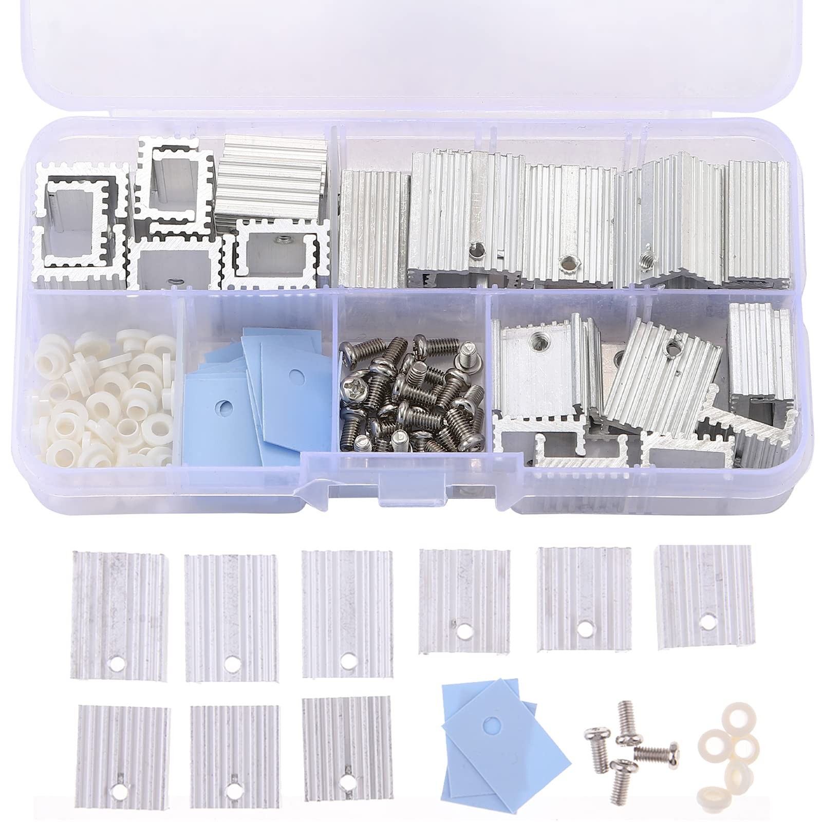Jienk 30Pcs TO-220 Aluminum Heatsink & Insulator/Mounting 10 Piece, Silver