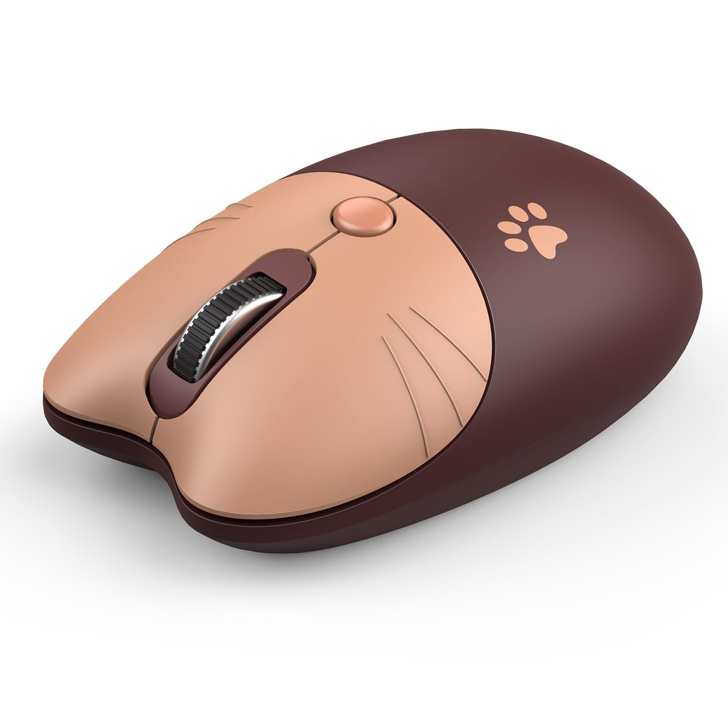 Cute Cat Wireless Mouse, 2.4GHz Silent USB Receiver Coffee
