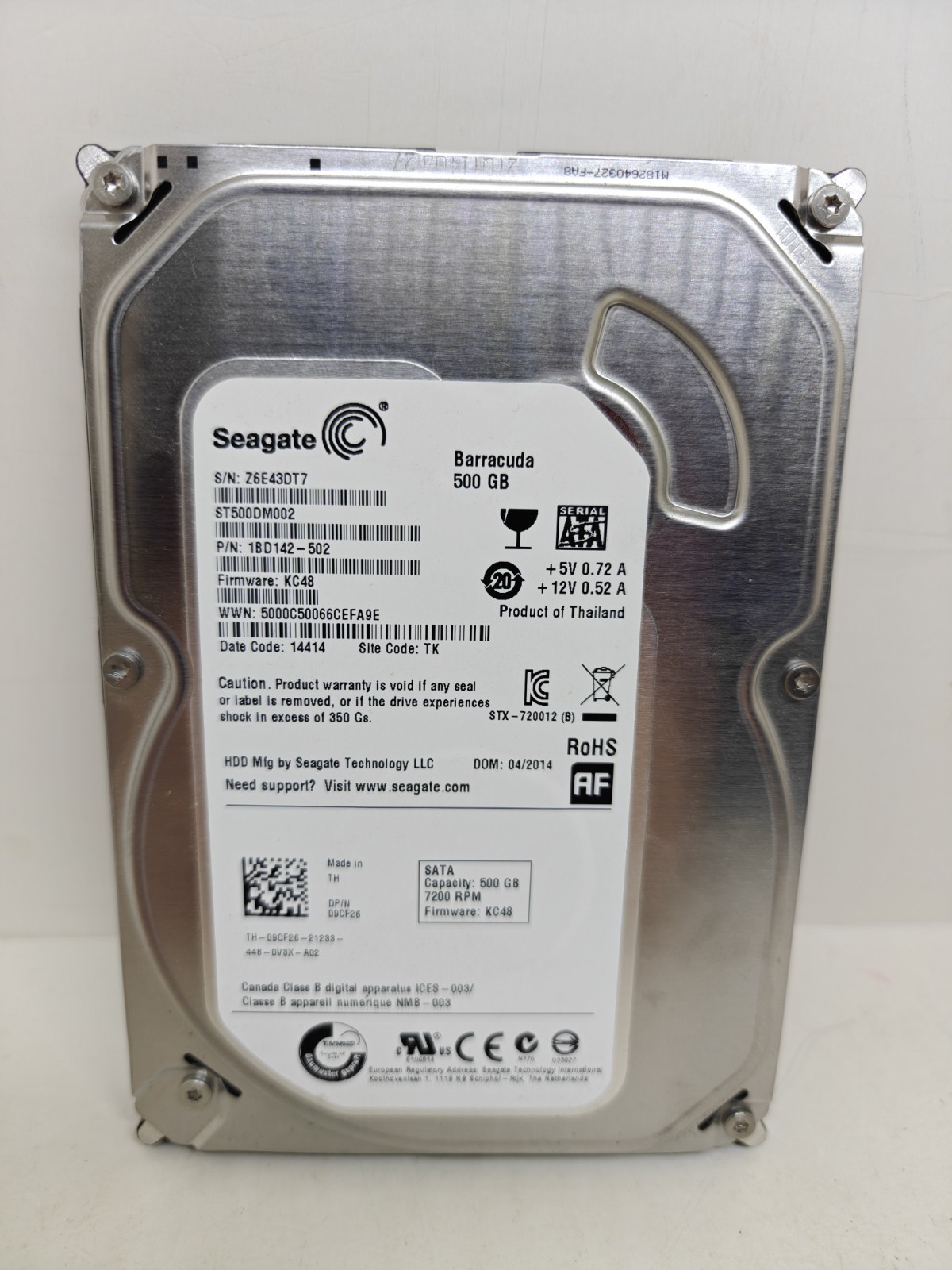 Seagate Barracuda 500GB ST500DM002 3.5" HDD SATA3 16MB P/N 18D142-502