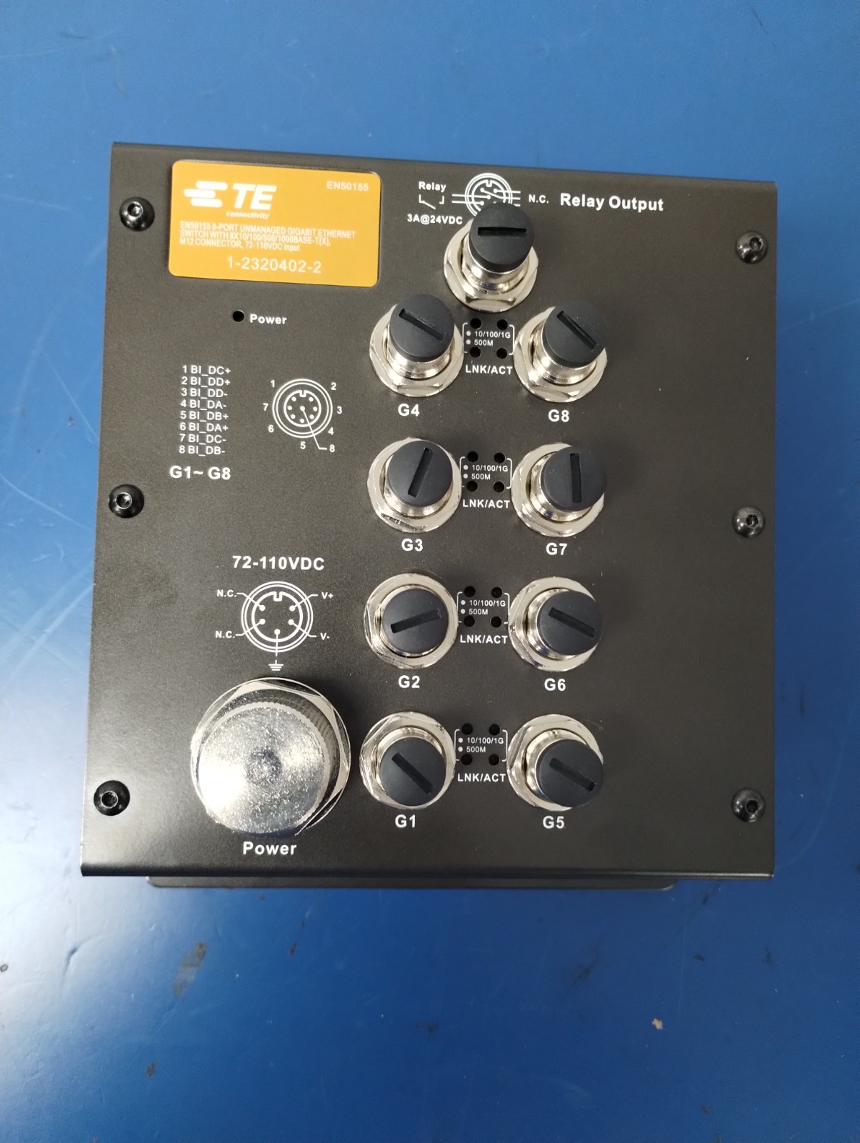 TE CONNECTIVITY 1-2320402-2 8‑port, Unmanaged Industrial Gigabit Ethernet Switch
