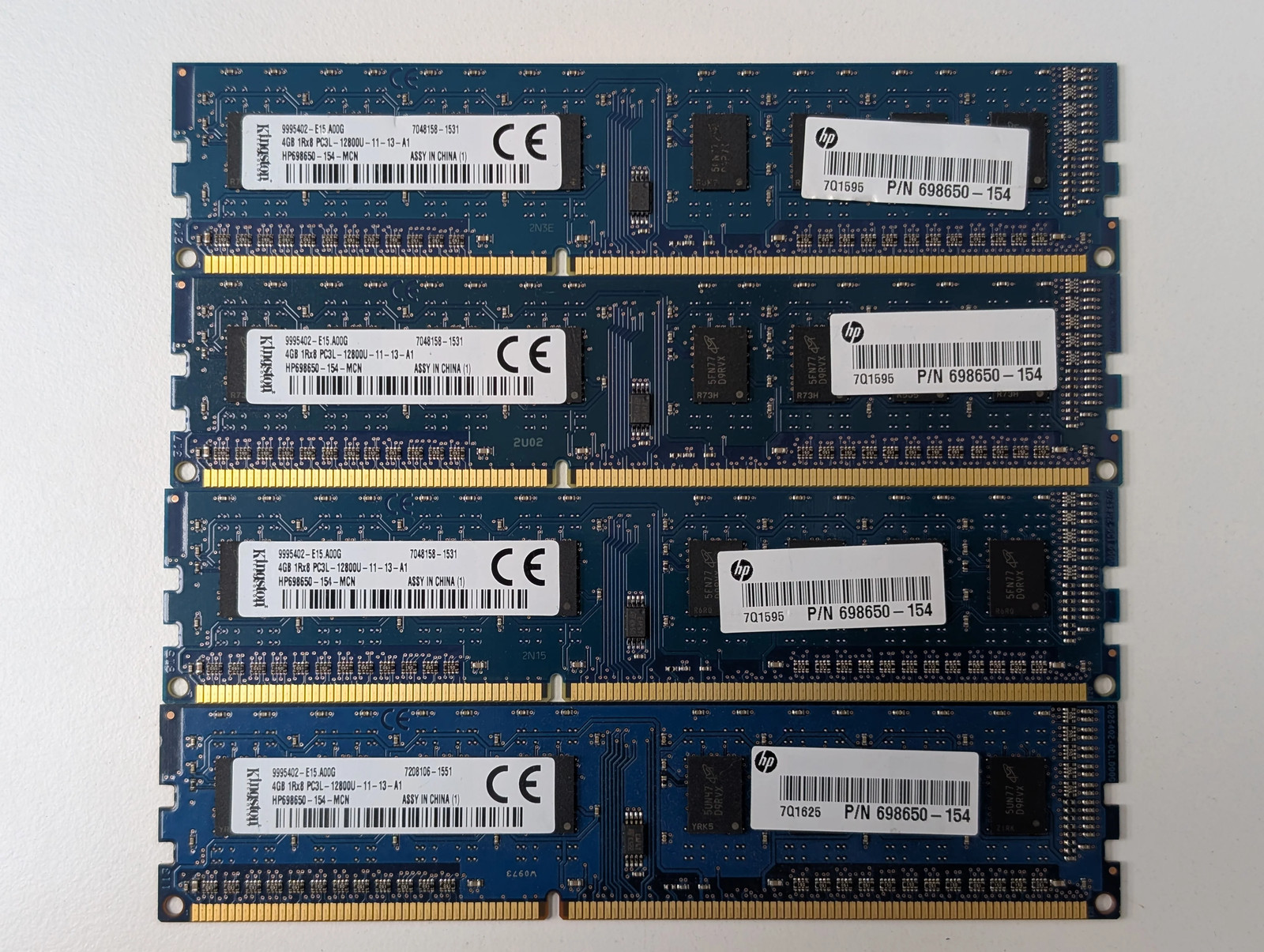 Kingston HP 4GB PC3L-12800U DDR3 1600MHz UDIMM Desktop Memory Ram Lot 698650-154