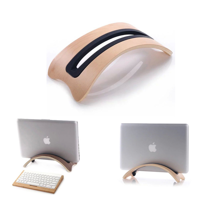 Wooden Vertical Laptop Stand Adjustable Desktop Holder Space-saving Macbook Air