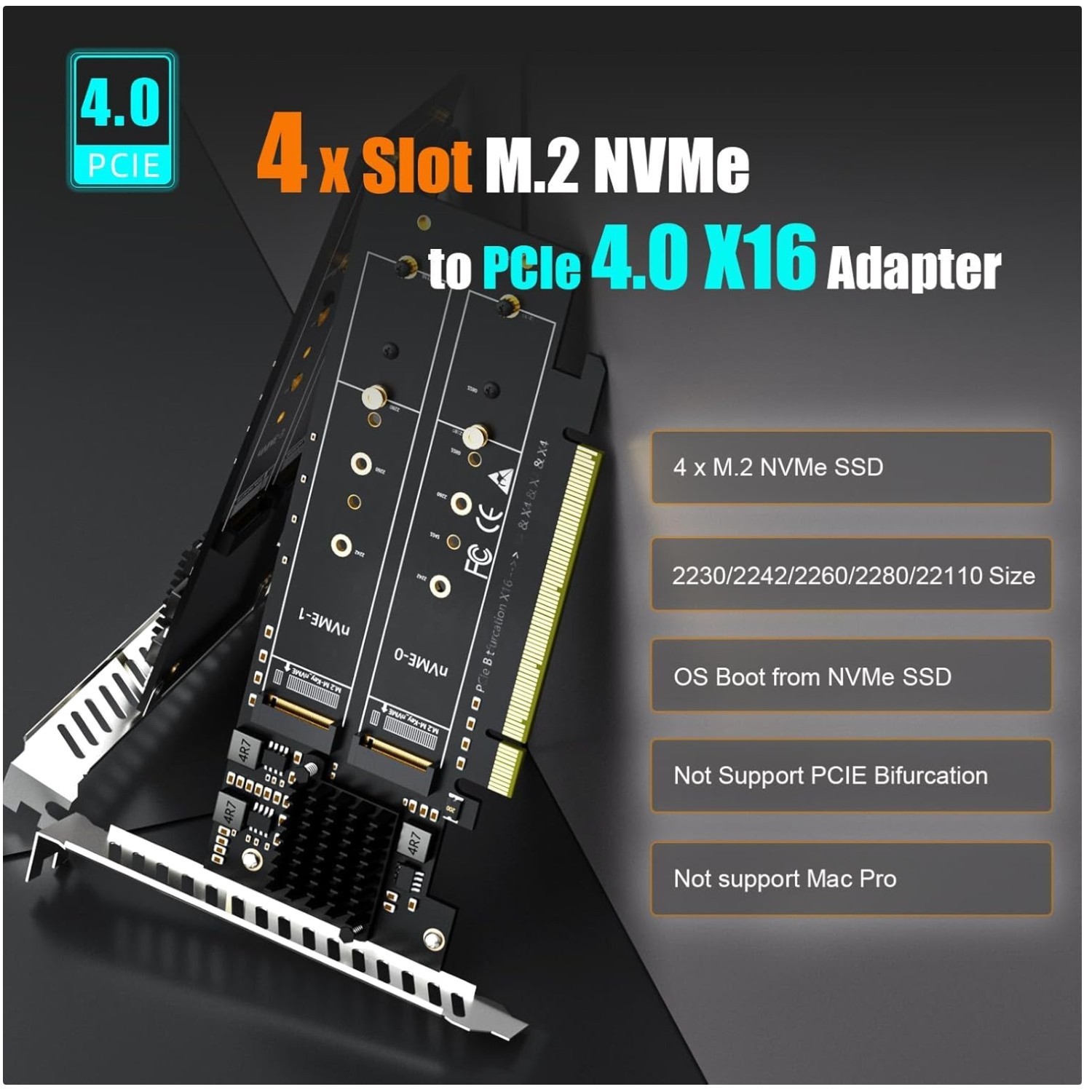 High-Speed 4-Slot M.2 NVMe RAID Adapter