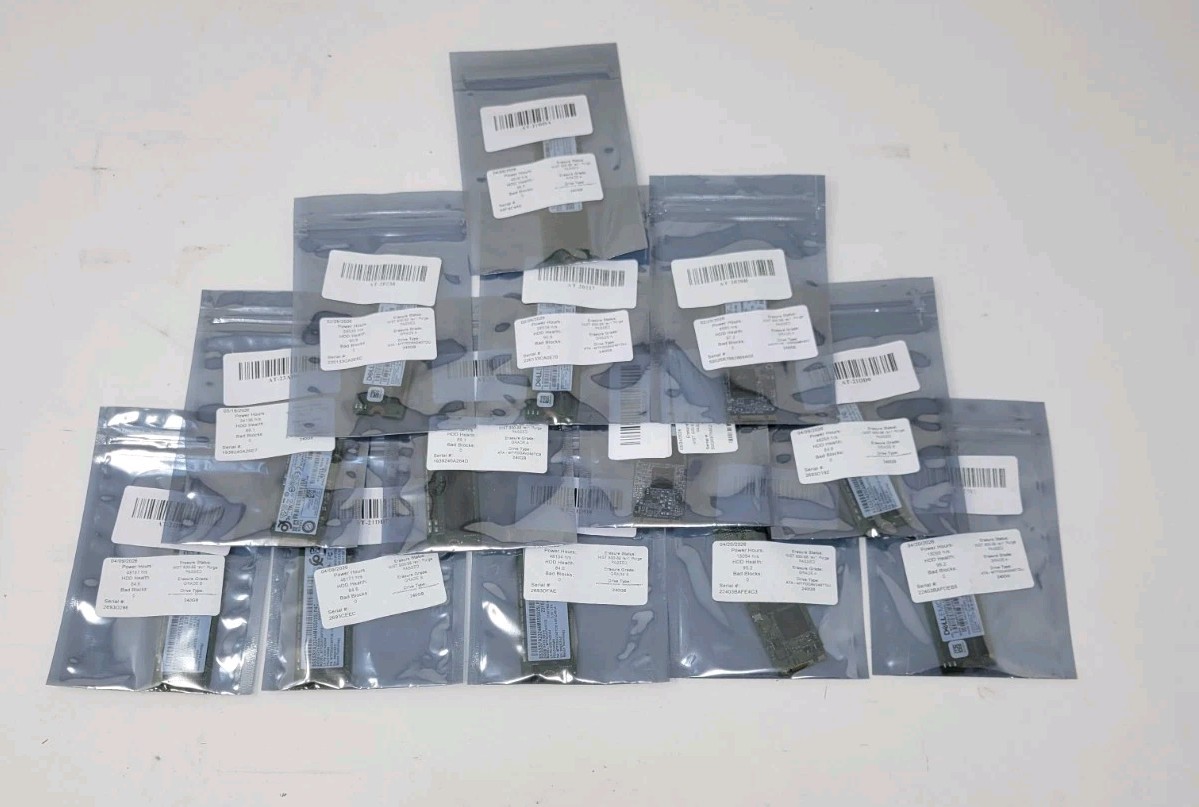 Lot of 13 240GB PCIe SATA M.2 2280 SSD Miscellaneous Brands