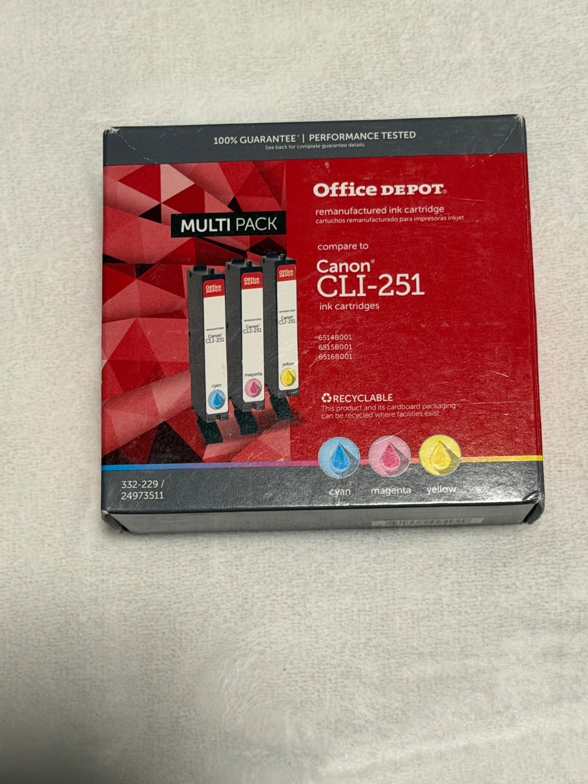 Office Depot Reman Ink Cartridge, Compare To Canon CLI-251, Color (C/M/Y)