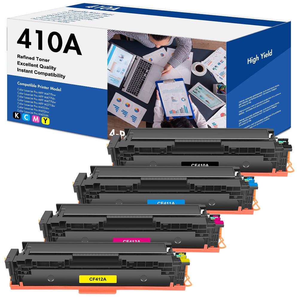 4 Pack CF410A For HP 410A Toner LaserJet Pro MFP M477fnw M477fdn M452dw M377dw