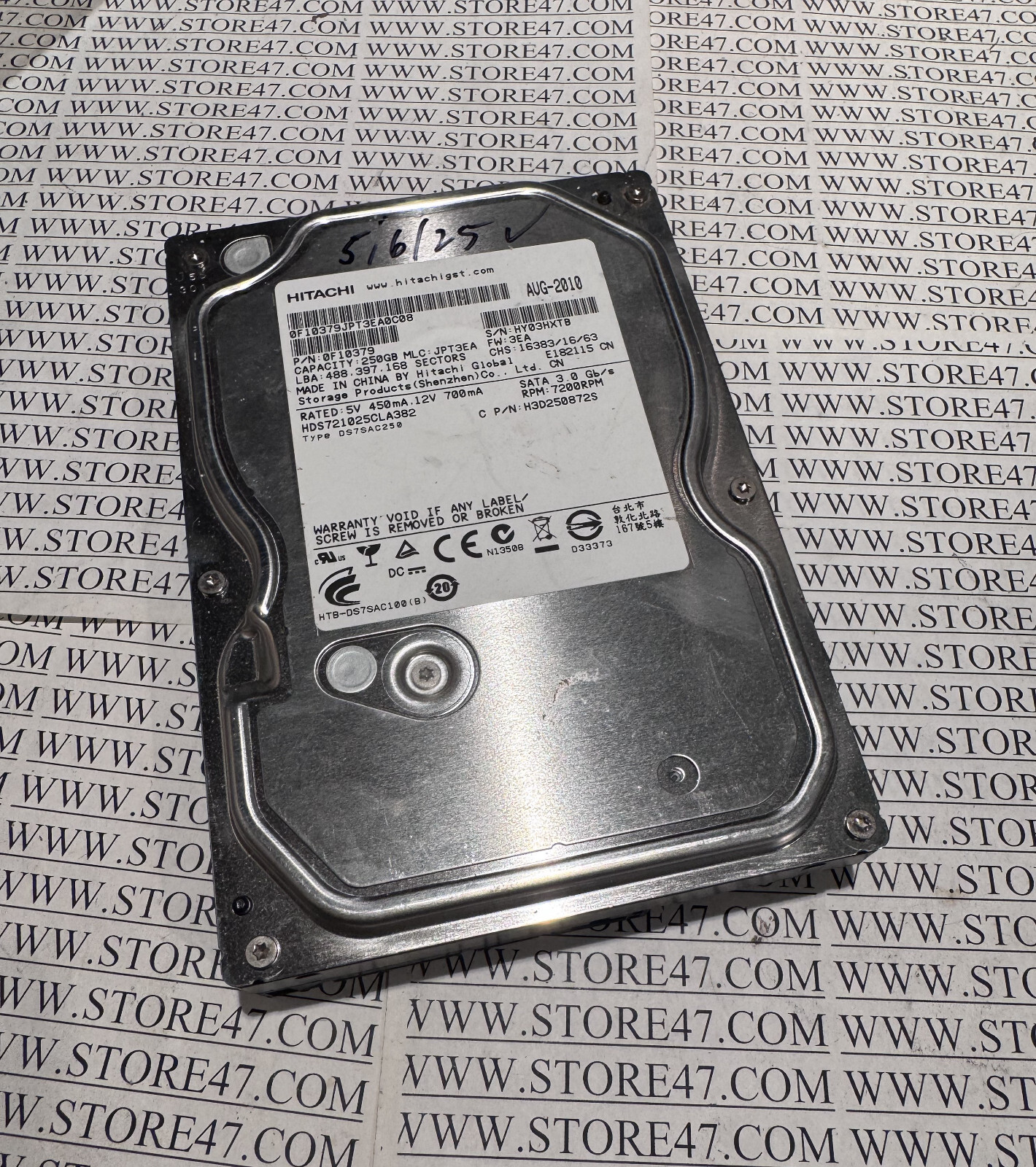 Hitachi 250gb SATA 7200rpm HDS721025CLA382  0f10379 H3D25082S G2U