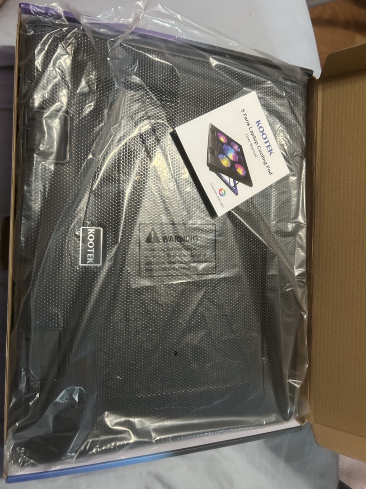 Kootek LCP08B Laptop Cooling Pad 5 Fans RGB USB-Powered Stand 12-17" Black