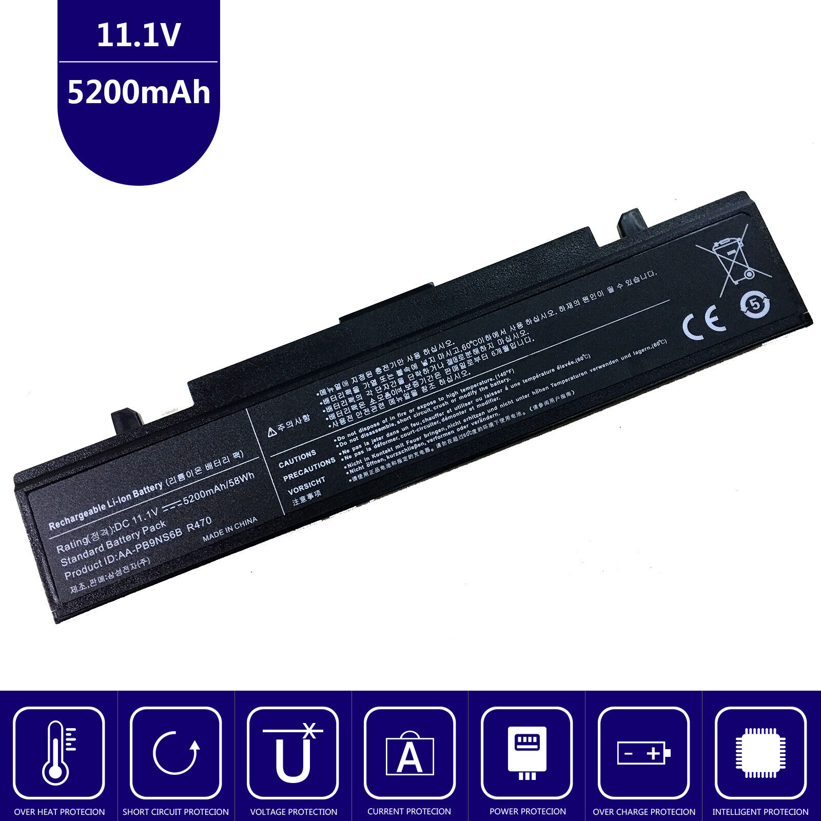 Battery for Samsung NP300E5C-S0P NP-R428-DB01 NP-R540-JA01 NT-R540-COZ7