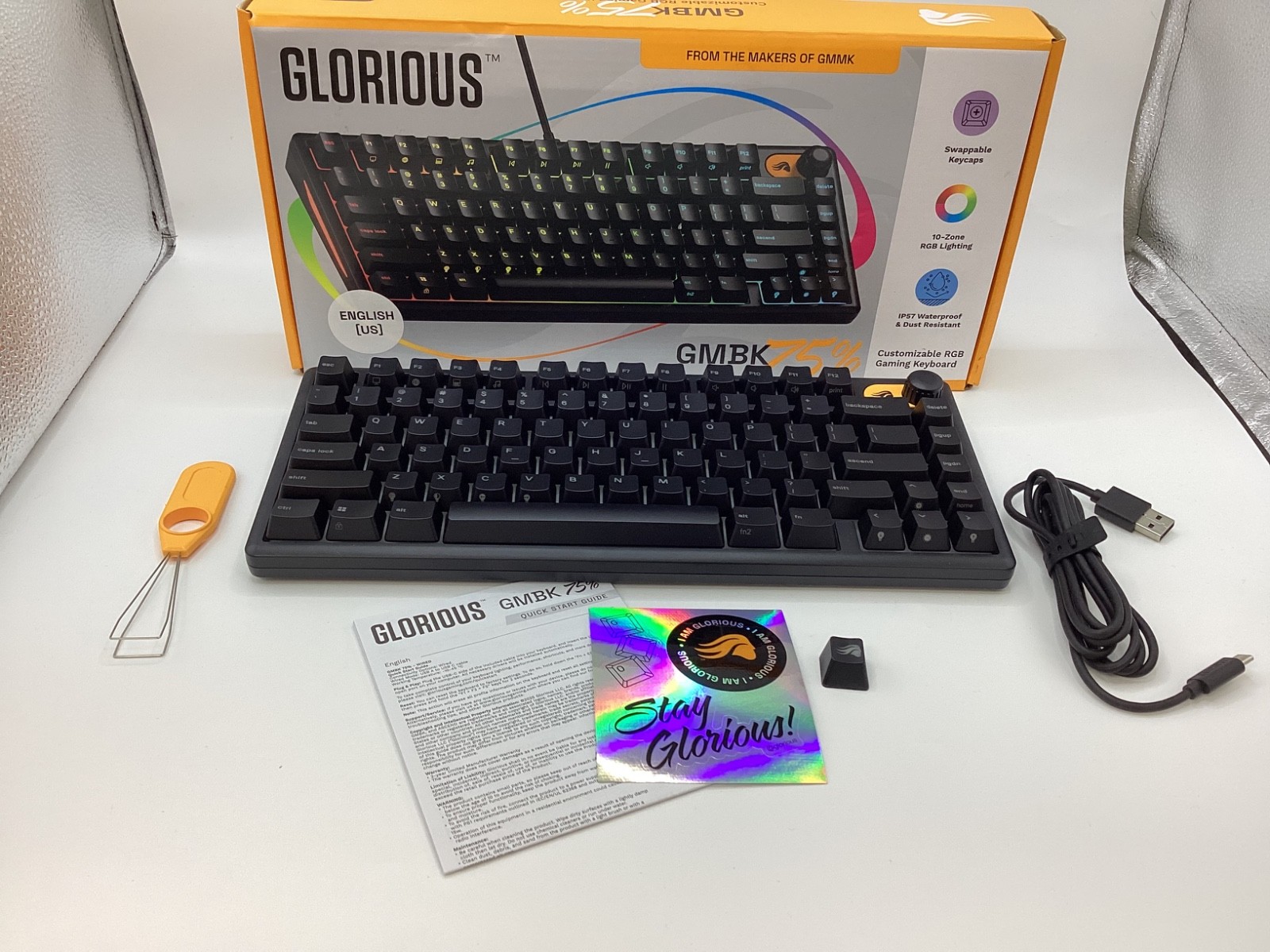 Glorious GMBK 75% Wired Gaming Keyboard With Swappable Keycaps